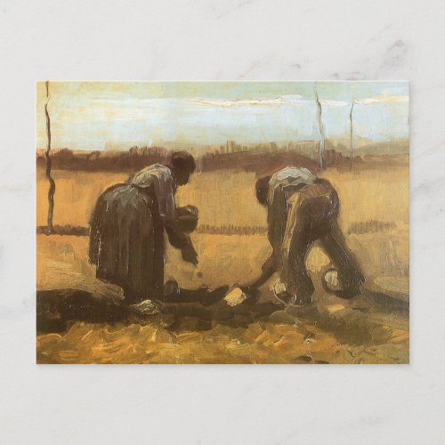 Peasants Planting Potatoes by Vincent van Gogh Postcard