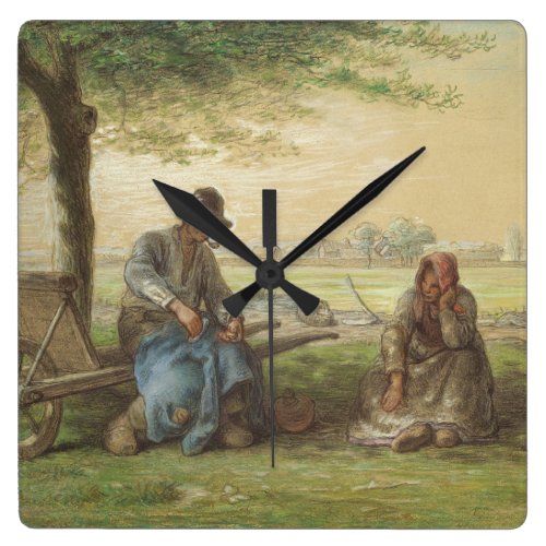 Peasants Resting Square Wall Clock