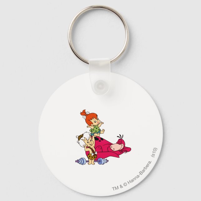 PEBBBLES™ and Bam Bam and Dino Playtime Keychain (Front)