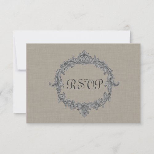 Pebble and Gray Frame RSVP Wedding Response Card