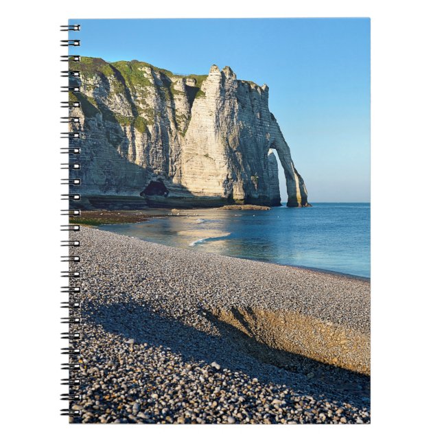 Pebble beach and cliff of Etretat in France Postca Notebook (Front)