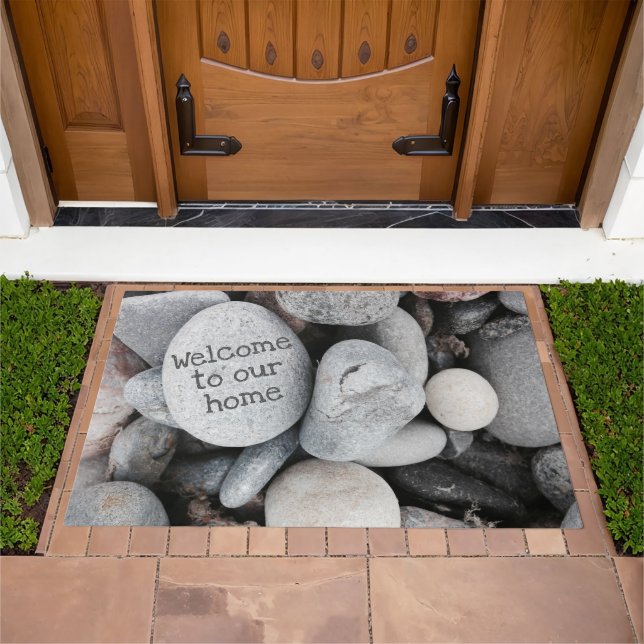 Pebble Beach Nature Photo Gray Welcome Doormat (Outdoor)