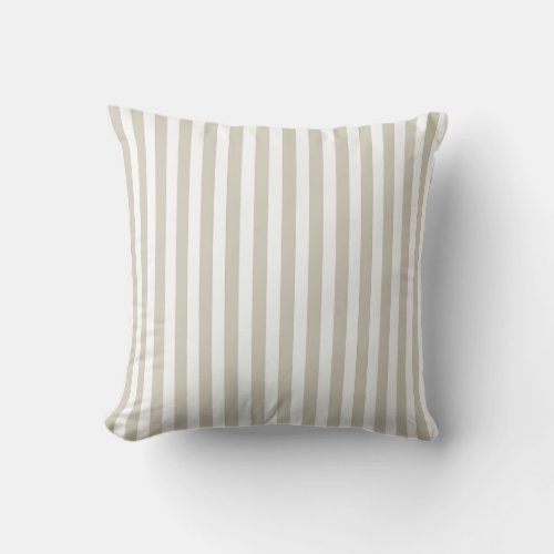 Pebble Brown and White Stripe Coastal Patterned Throw Pillow