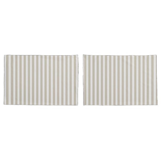 Pebble Brown and White Striped Coastal Pillow Case (Back-Set)