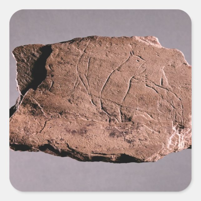 Pebble depicting a man being attacked by a bea square sticker (Front)