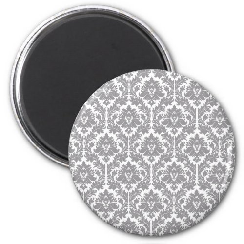 Pebble Grey Damask Pattern Magnet