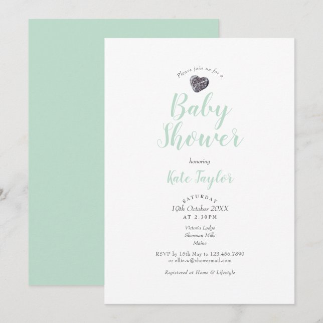 Pebble Heart Baby Shower / Sprinkle Invitation (Front/Back)