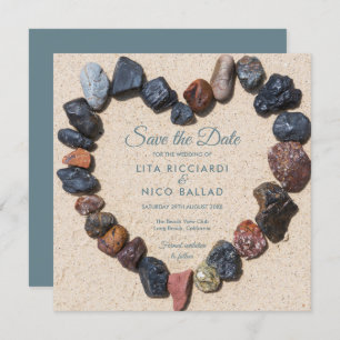 Pebble Heart Beach Save the Date Invitation