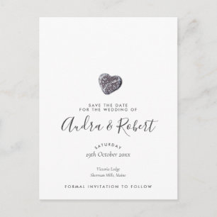 Pebble Heart Discovery Save the Date Announcement Postcard