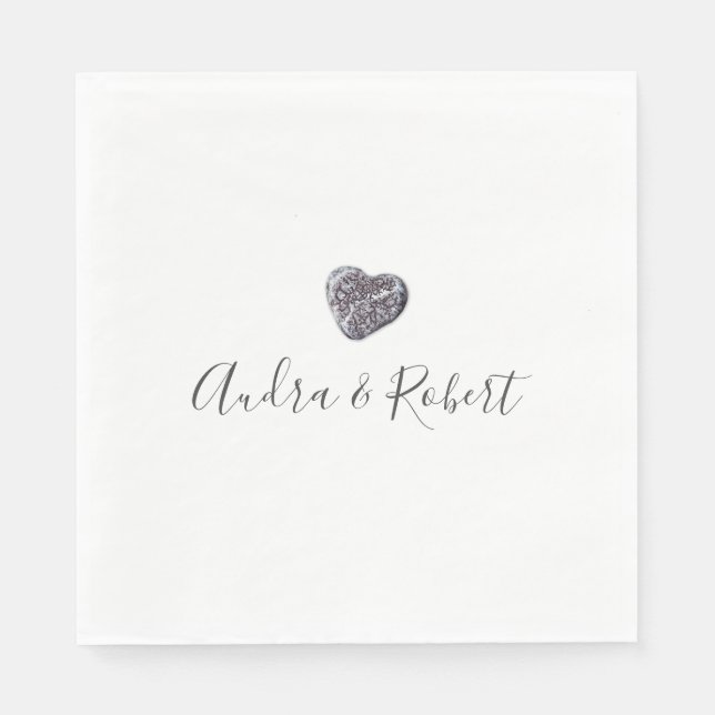 Pebble Heart Discovery Wedding Napkins (Front)