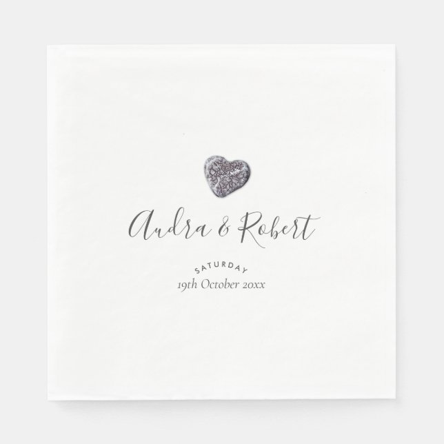 Pebble Heart Discovery Wedding Napkins (Front)