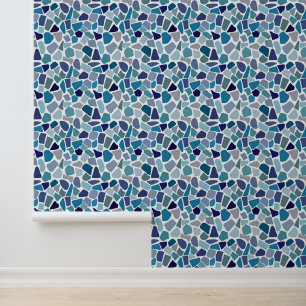 Pebble mosaic, Blue Mosaic, Ceramic pieces texture Wallpaper