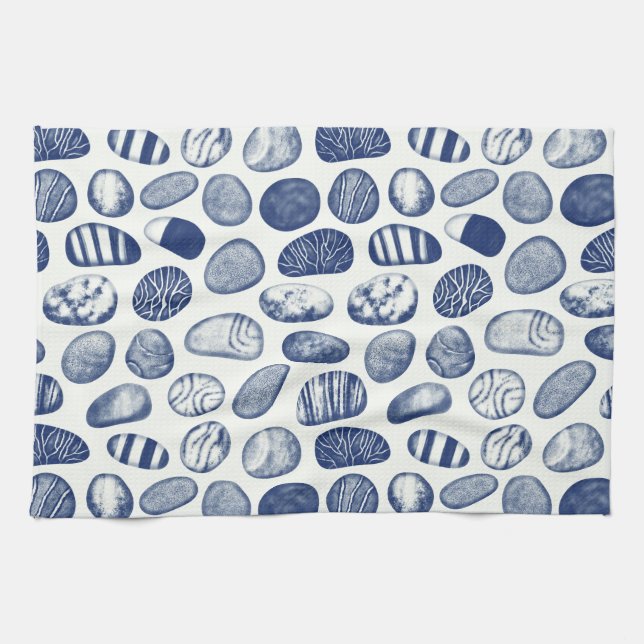 Pebble Pattern - Cyanotype Effect Towel (Horizontal)