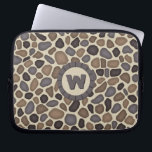 Pebble Stone Rock Monogram Pattern Laptop Sleeve<br><div class="desc">This original pattern design features an abstract graphic of black and gray pebbles / stones / rocks on a light brown background. There is also a circular space for you to add your monogram. It's a great design for anyone looking for a subtle texture reminiscent of a walkway or garden...</div>