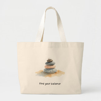 Pebble Stones Find Your Balance Large Tote Bag