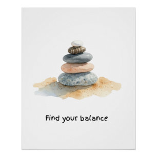 Pebble Stones Find Your Balance  Poster