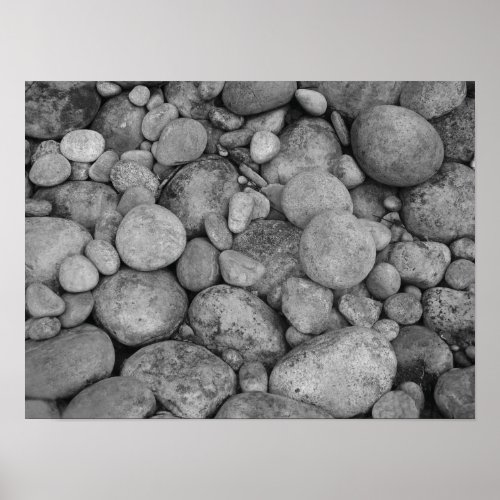 Pebble stones photo poster in black and white