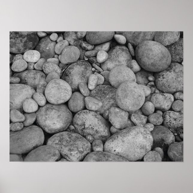 Pebble stones photo poster in black and white (Front)