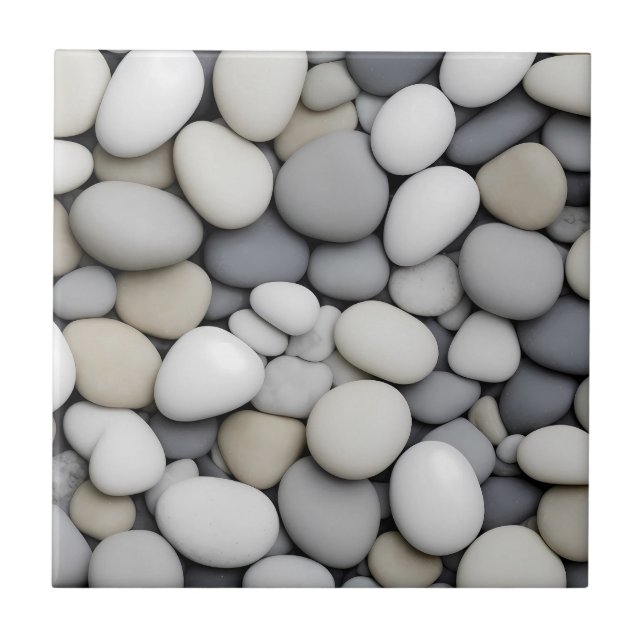 Pebble Texture Flat Fake Grey Stone Illusion Ceramic Tile (Front)