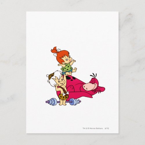 PEBBLESâ and Bam Bam  and Dino Playtime Postcard