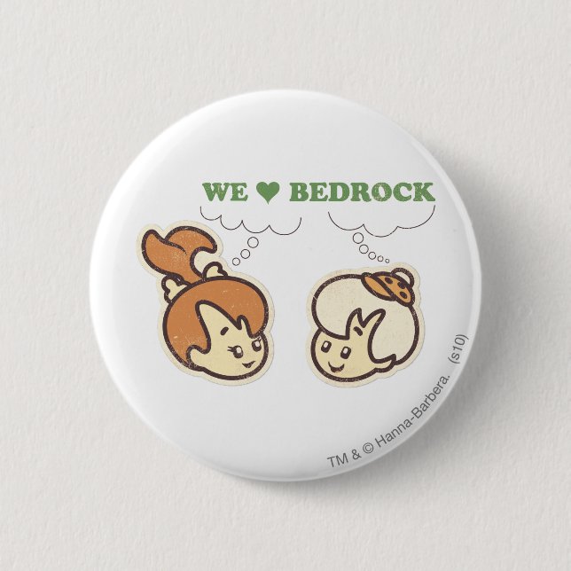 PEBBLES™ and Bam Bam Love Bedrock Pinback Button (Front)