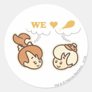 PEBBLES™ and Bam Bam Love Food Classic Round Sticker