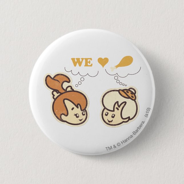 PEBBLES™ and Bam Bam Love Food Pinback Button (Front)
