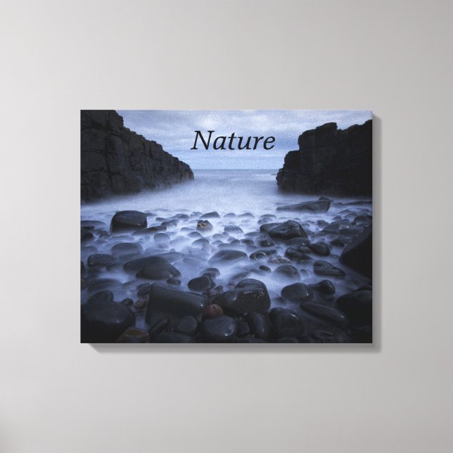 Pebbles and Rocks along the Ocean Shoreline Canvas Print (Front)