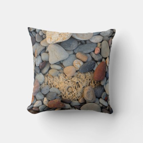 Pebbles and rocks throw pillow