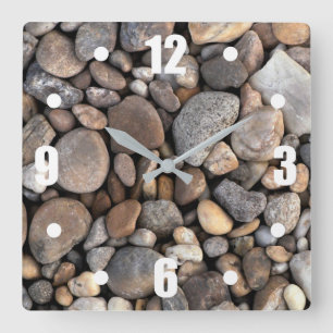 Pebbles and Stones Pattern Square Wall Clock