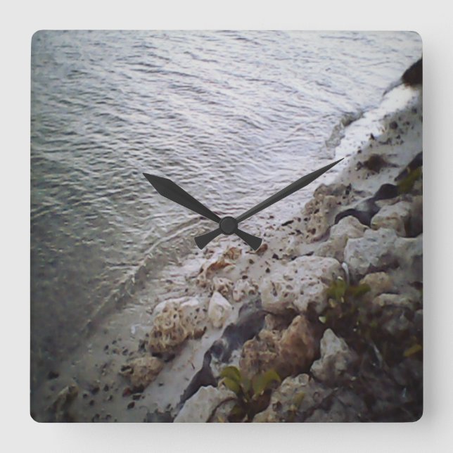 Pebbles At The Beach Square Wall Clock (Front)