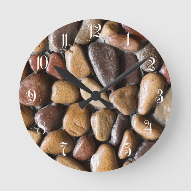 Pebbles background round clock (Front)