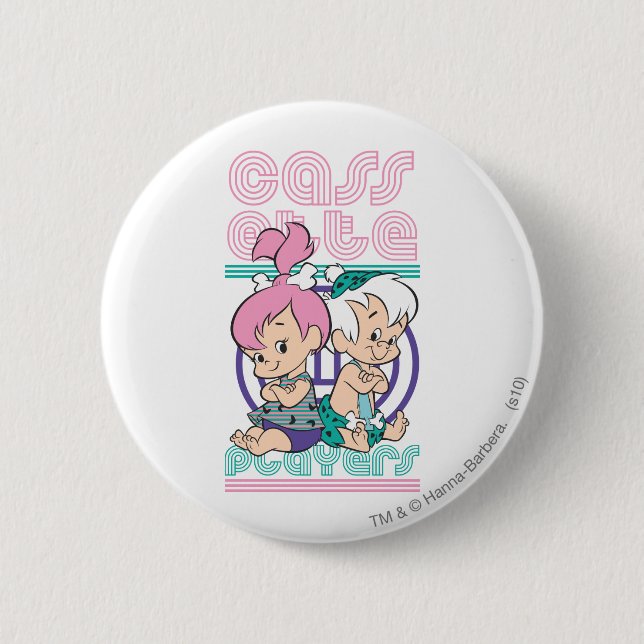 PEBBLES™ & BAM-BAM™ Cassette Players Pinback Button (Front)