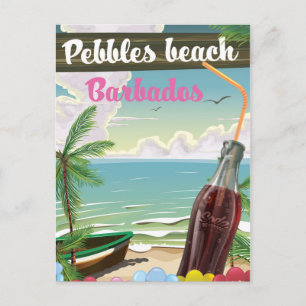 Pebbles beach Barbados vintage style travel poster Postcard