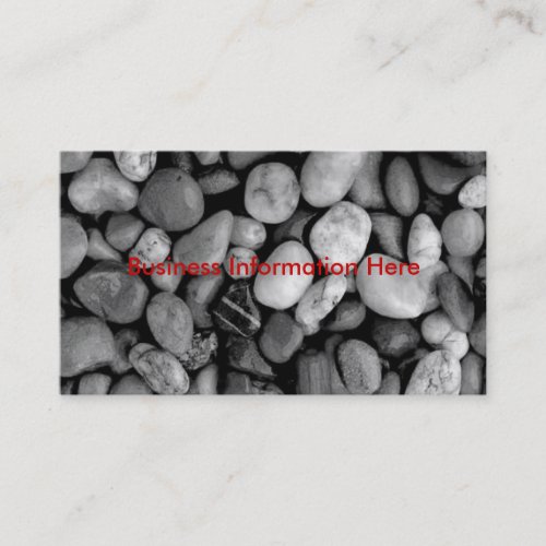 pebbles black and white, business card template