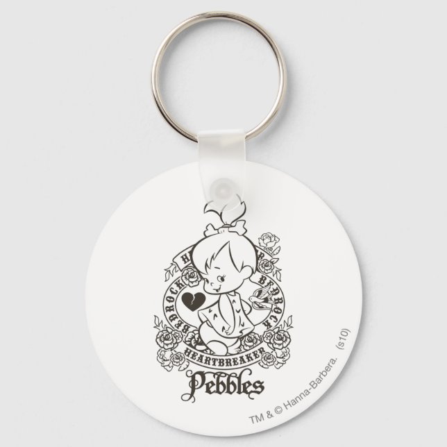 PEBBLES™ Heartbreaker B&W Keychain (Front)