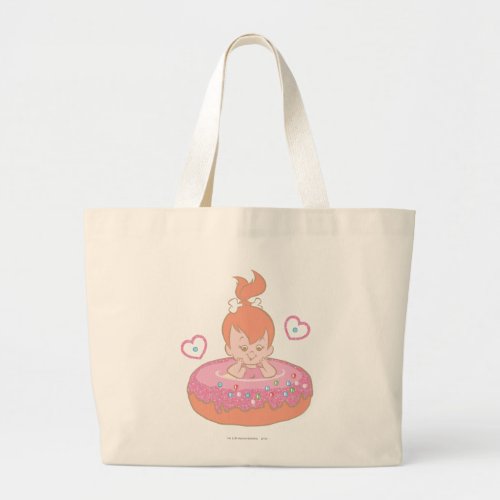 PEBBLES in Donut Large Tote Bag