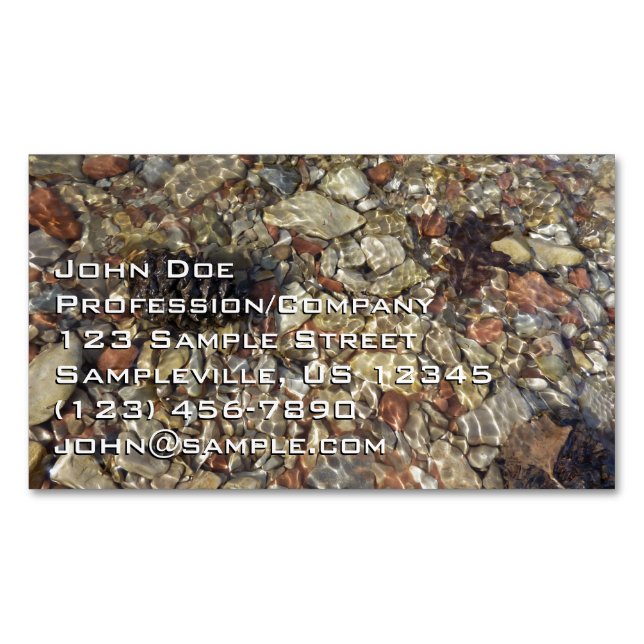 Pebbles in Taylor Creek Nature Photography Business Card Magnet (Front)