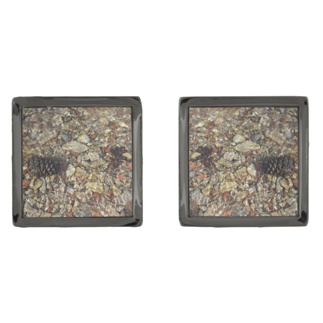 Pebbles in Taylor Creek Nature Photography Cufflinks (Front)