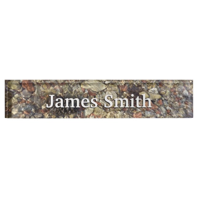 Pebbles in Taylor Creek Nature Photography Desk Name Plate (Front)