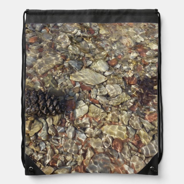 Pebbles in Taylor Creek Nature Photography Drawstring Bag (Front)
