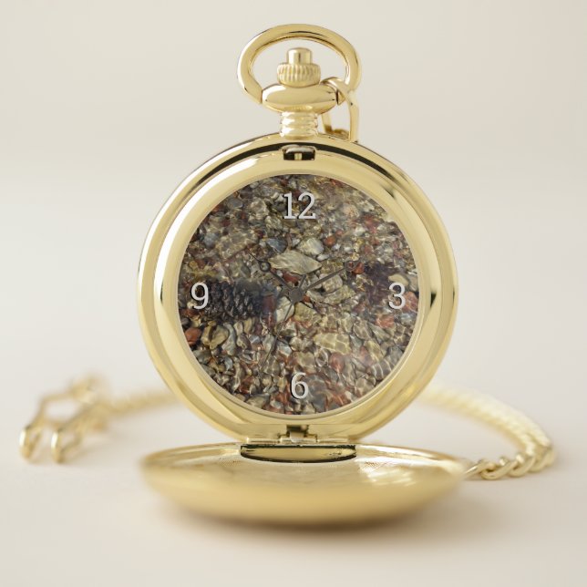 Pebbles in Taylor Creek Nature Photography Pocket Watch (Inside)