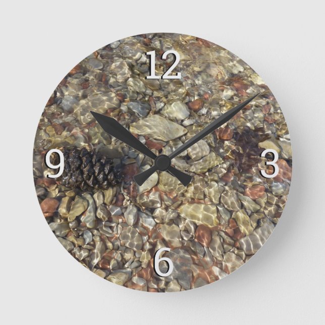 Pebbles in Taylor Creek Nature Photography Round Clock (Front)