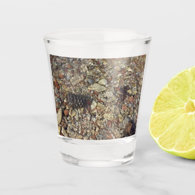 Pebbles in Taylor Creek Nature Photography Shot Glass (Front)