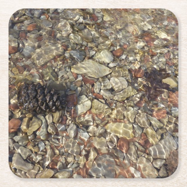 Pebbles in Taylor Creek Nature Photography Square Paper Coaster (Front)
