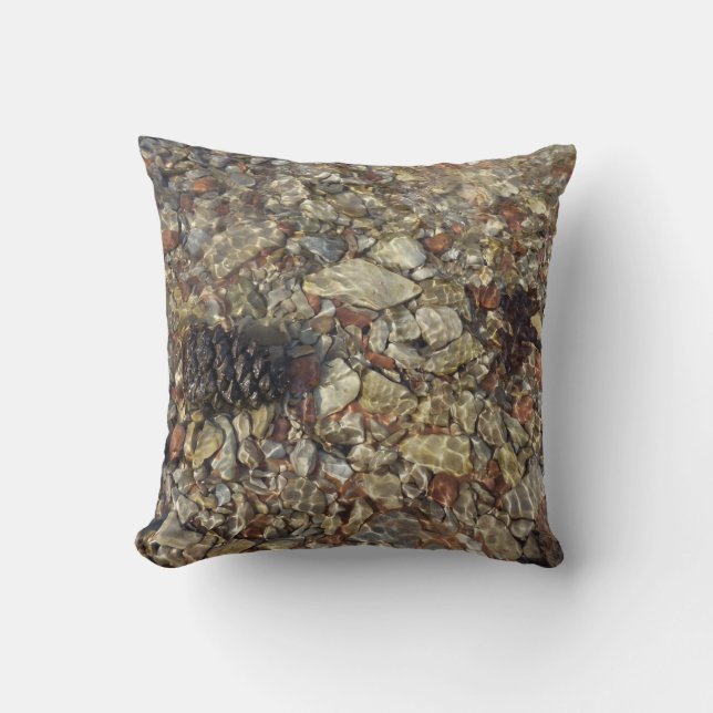 Pebbles in Taylor Creek Nature Photography Throw Pillow (Front)