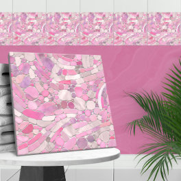 Pebbles Mosaic Art - Rose Blush Pink Ceramic Tile