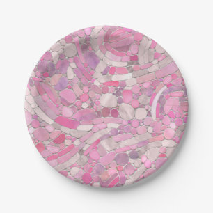 Pebbles Mosaic Art - Rose Blush Pink Paper Plates