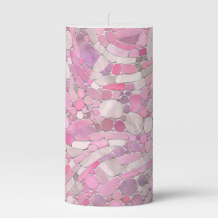 Pebbles Mosaic Art - Rose Blush Pink Pillar Candle