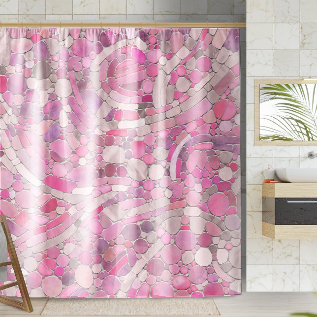 Pebbles Mosaic Art - Rose Blush Pink Shower Curtain (Creator Uploaded)
